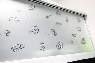 muebles de vidrio serigrafiado